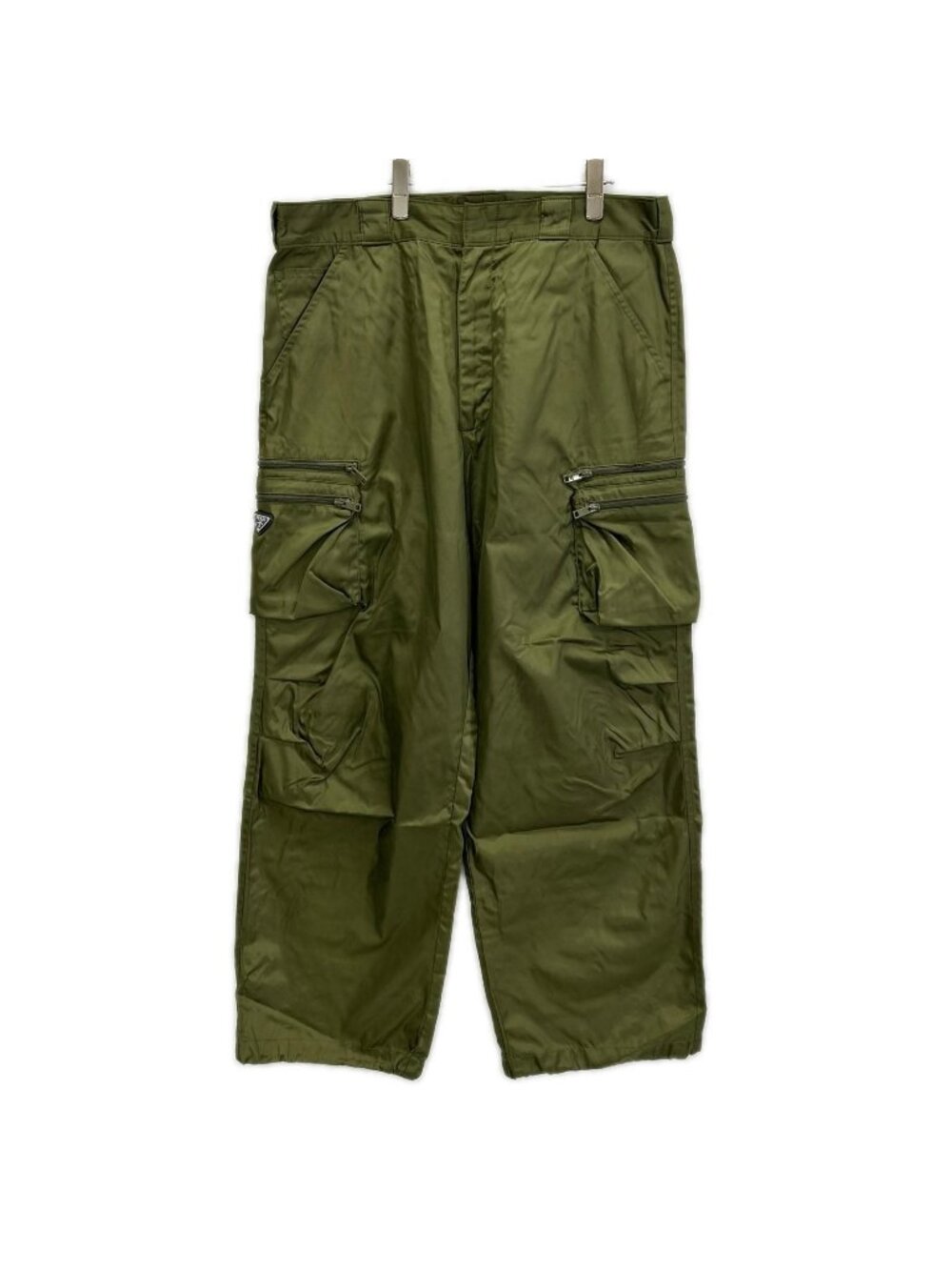 Prada Re-Nylon Khaki Triangle Plate Cargo Pants Nylon